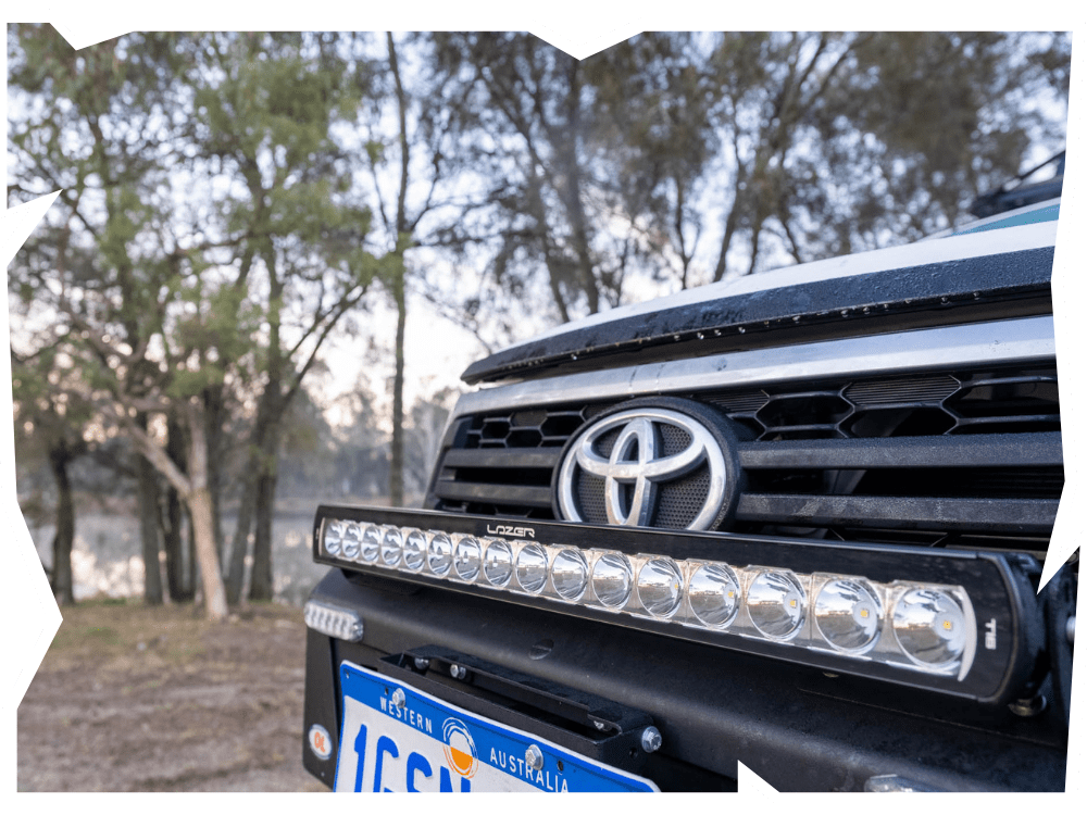 Light bar on the front of a hilux
