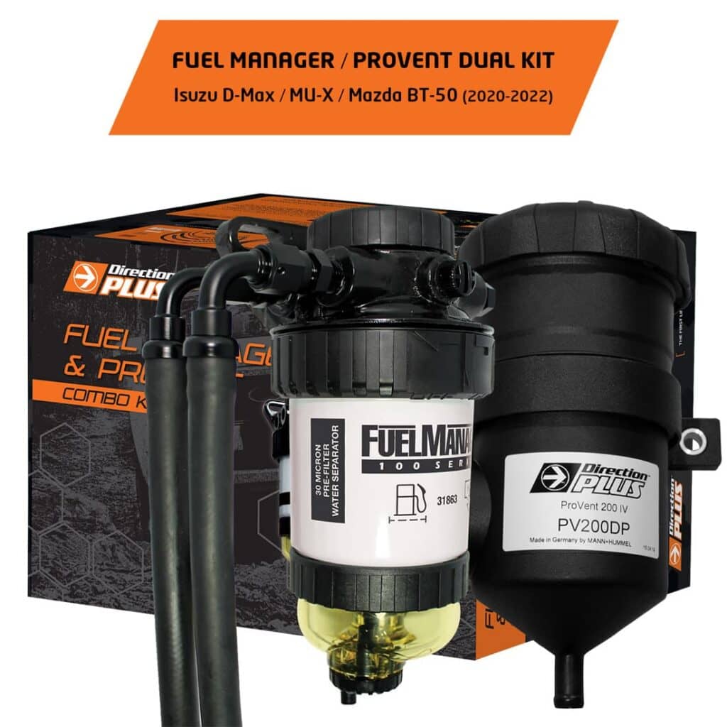 M4C | Fuel Manager Pre-Filter + Provent Dual Kit - Dmax/MUX/BT50 - Direction Plus