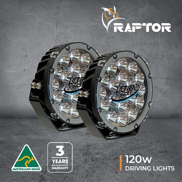 M4C | Raptor 120 LED 9″ Driving Light (Pair) - Ultra Vision Lighting
