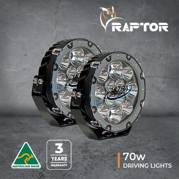 M4C | Raptor 70 LED 7″ Driving Light (Pair) - Ultra Vision Lighting